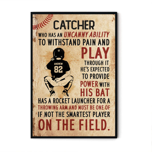 A Good Catcher Baseball Personalized Vertical Poster