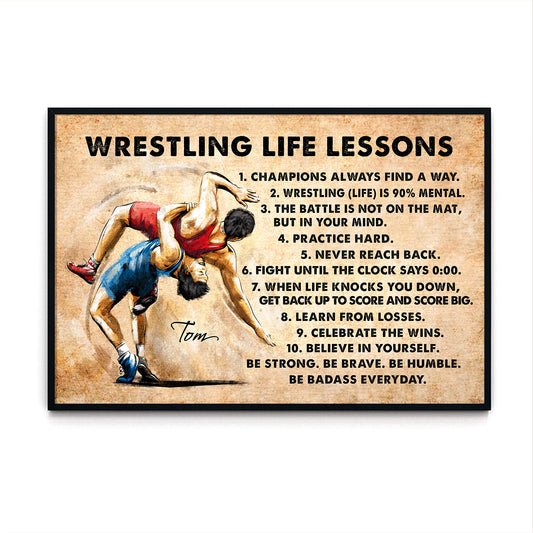 Wrestling Life Lessons Personalized Horizontal Poster