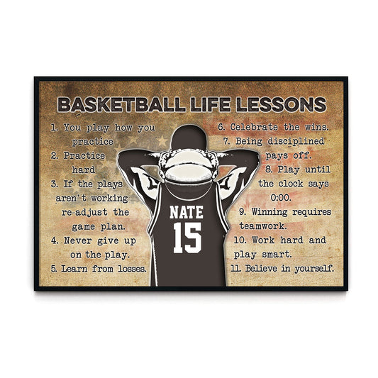 Basketball Life Lessons Flag Us Personalized Poster
