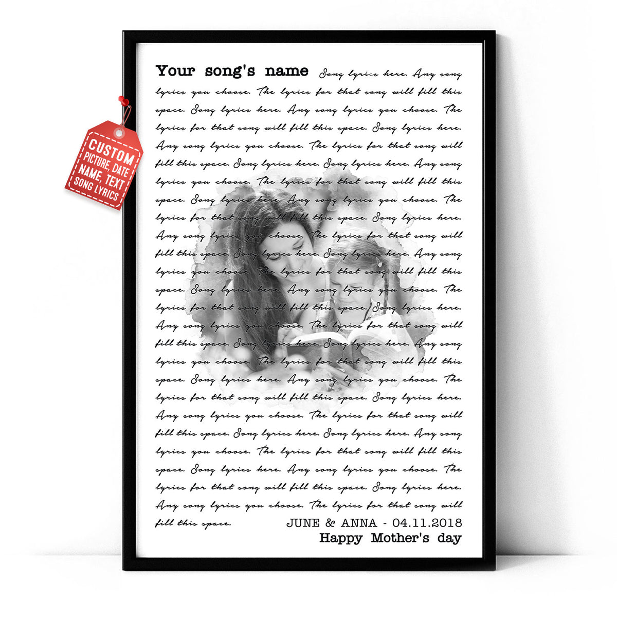 Song Lyrics Custom Image Gift For Mom Vertical Poster