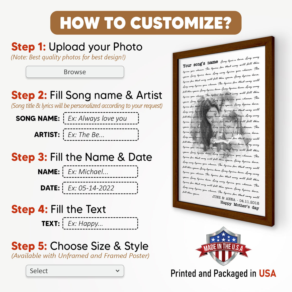 Song Lyrics Custom Image Gift For Mom Vertical Poster