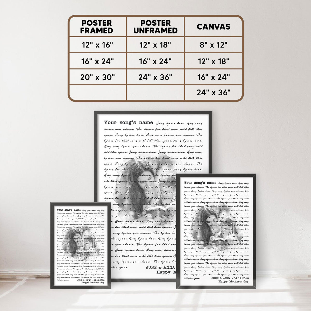 Song Lyrics Custom Image Gift For Mom Vertical Poster