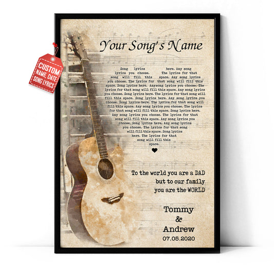 Song Lyrics Custom Image Gift For Dad Vertical Poster