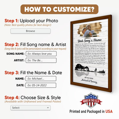 Song Lyrics Custom Image Gift For Dad Vertical Poster