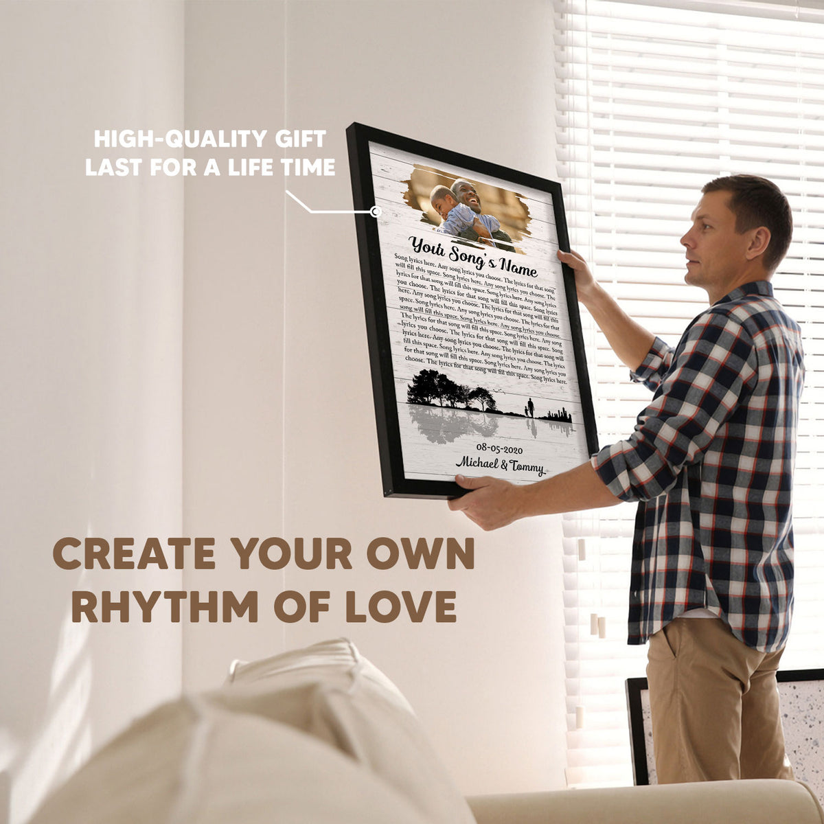 Song Lyrics Custom Image Gift For Dad Vertical Poster