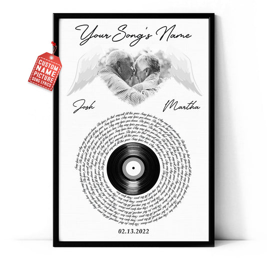 Song Lyrics Custom Image Angel Wings Vertical Poster