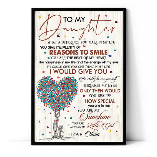 To My Daughter What A Difference You Make In My life Personalized Poster