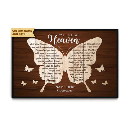 As I Sit In Heaven Butterfly Beauty Personalized Print Art Wall