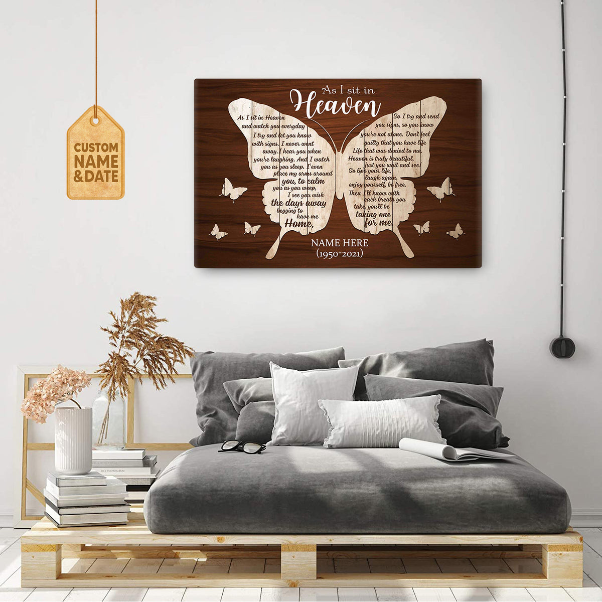 As I Sit In Heaven Butterfly Beauty Personalized Print Art Wall