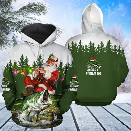 Santa Fishing T1711 - All Over Print Unisex Hoodie