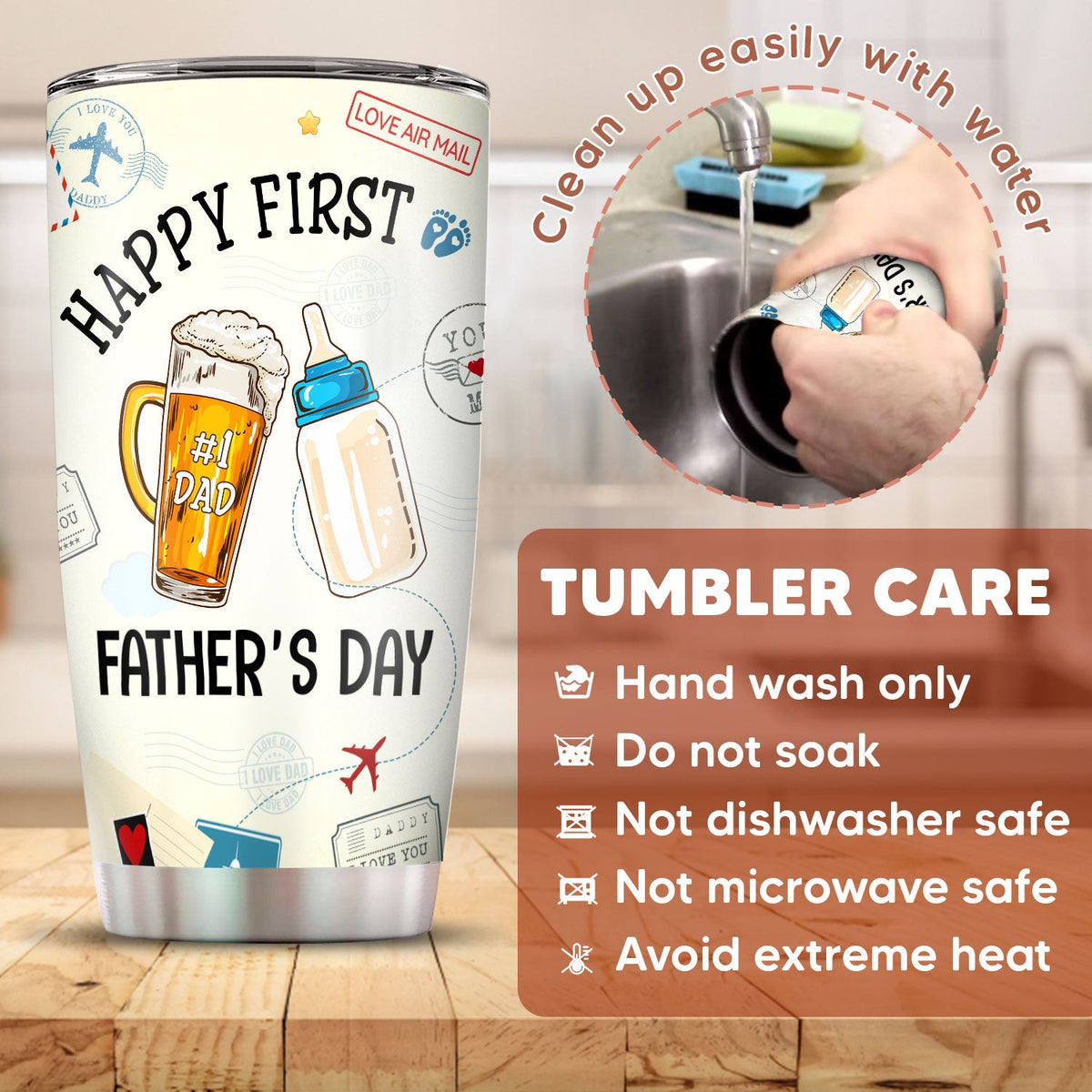 1St Fathers Day Gifts For New Dads Beer And Milk 20Oz Tumbler