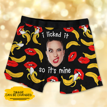 Custom Image I Licked It So It's Mine Banana Over Print Men's Boxer Brief