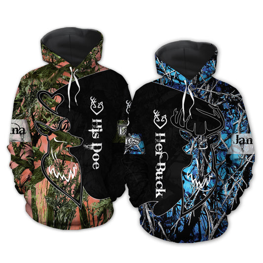 Hunting Her Buck His Doe You And Me We Got This Custom Name All Over Print Valentine Gift Couple Matching 3D Hoodie Personalizedwitch For Couple