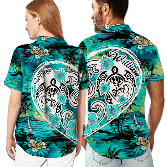 Aloha Turle Couple Custom Name Matching Hawaiian Shirt Personalizedwitch For Couple