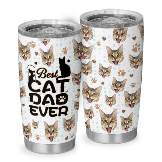 Best Cat Dad Ever Personalized Cat Photo 20Oz Tumbler