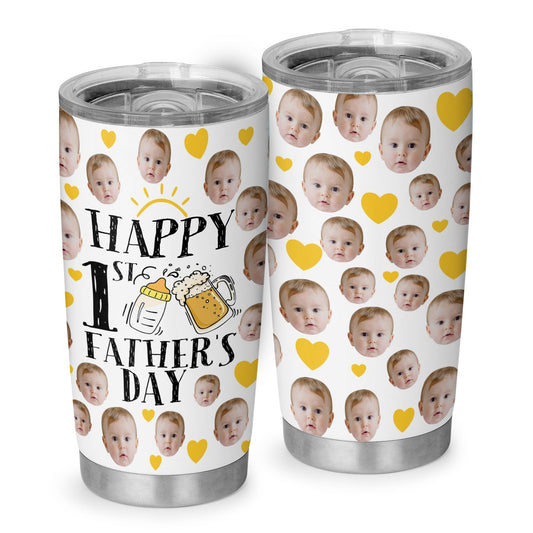 Happy 1St Fathers Day Baby & Dad Personalized Newborns Photo 20Oz Tumbler