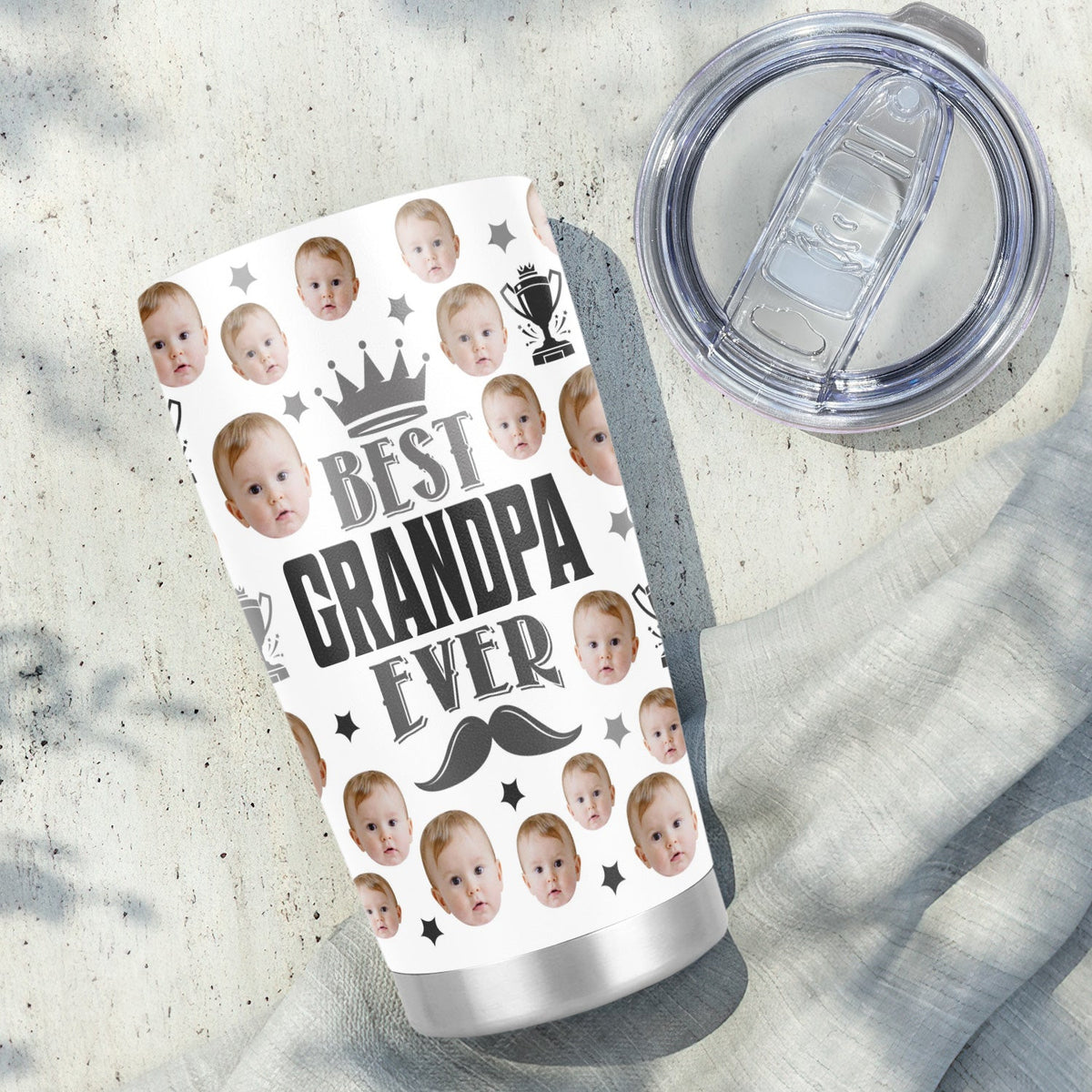 Best Grandpa Ever Fathers Day Personalized Photo 20Oz Tumbler