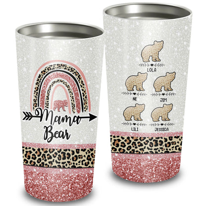 Boho Rainbow Mama Bear Custom Name 20Oz Tumbler