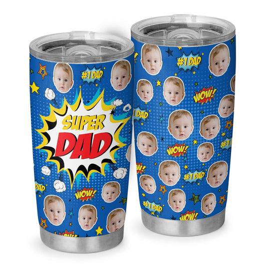 Super Dad 1St Time Dad Personalized Newborn Photo 20Oz Tumbler