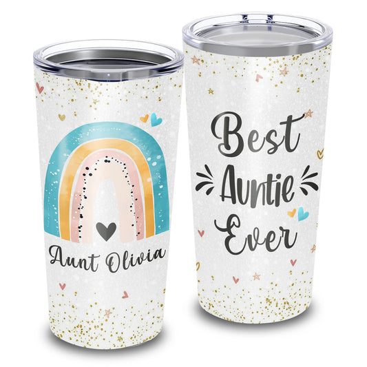 Best Auntie Ever Boho Rainbow Custom Name 20Oz Tumbler