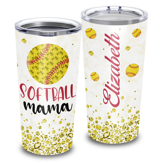 Softball Mama Custom Name 20Oz Tumbler