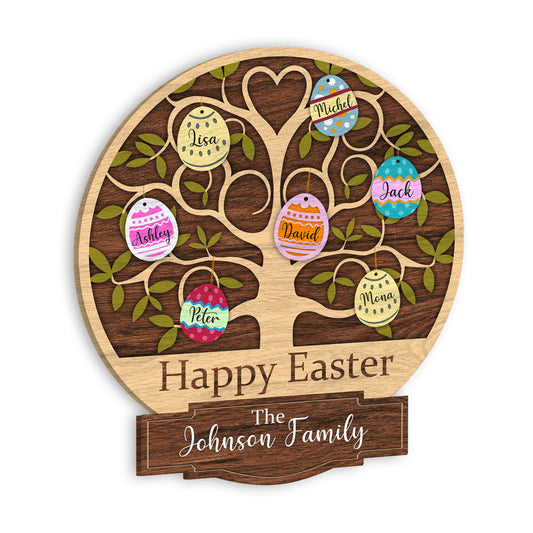 Custom Name Happy Easter Egg Tree Decoration Wooden Sign Personalizedwitch