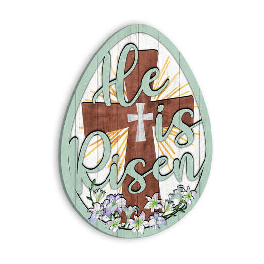He Is Risen Easter Egg Decoration Wooden Sign Personalizedwitch