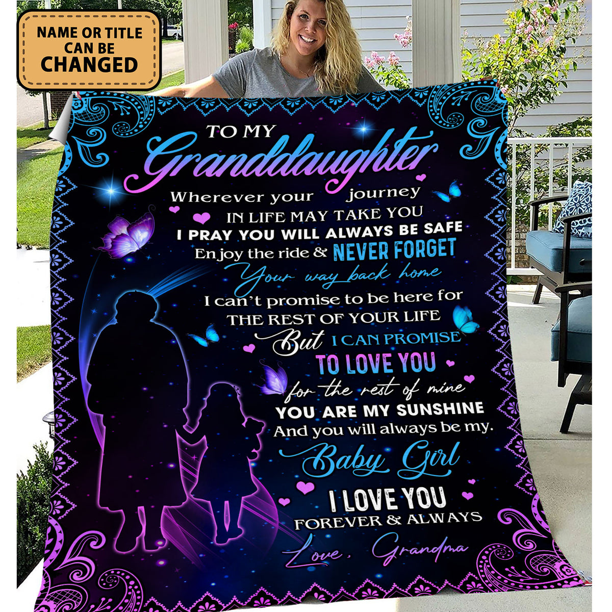 To My Granddaughter You Are My Sunshine Fleece Blanket
