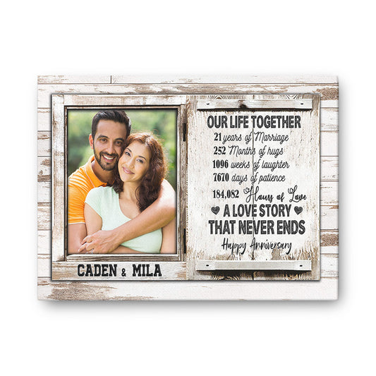 Personalized Our Life Together, 21 Years Of Marriage Anniversary Canvas