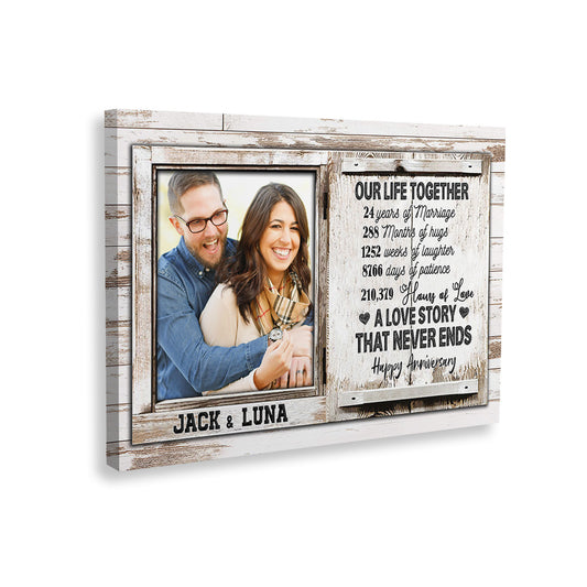 Personalized Our Life Together, 24 Years Of Marriage Canvas