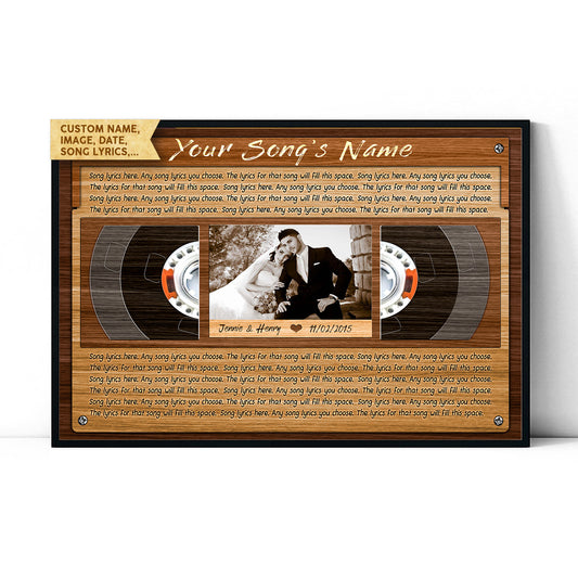 Song Lyrics Customized Photo Music Cassettes Wood Vintage Poster