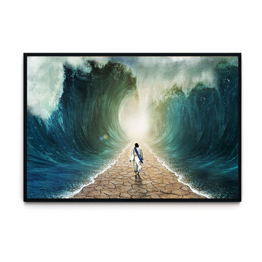 Parted Sea With Jesus WalKing On Dry Ground Poster