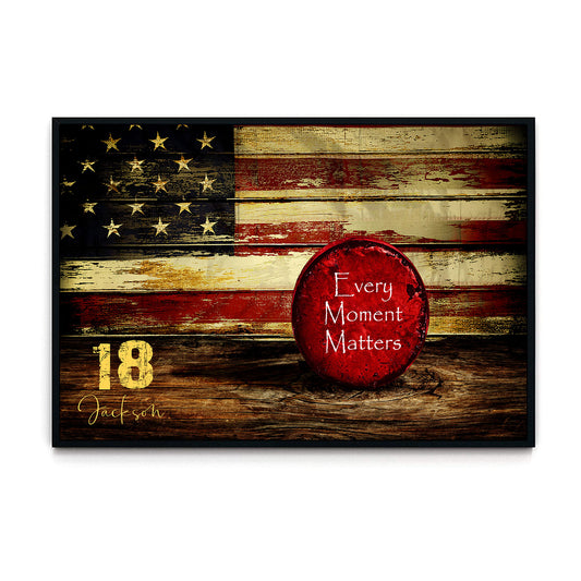 Vintage American Flag Hockey Personalized Horizontal Poster