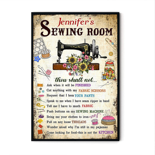 Sewing Room Rules Vintage  Personalized Vertical Poster 3