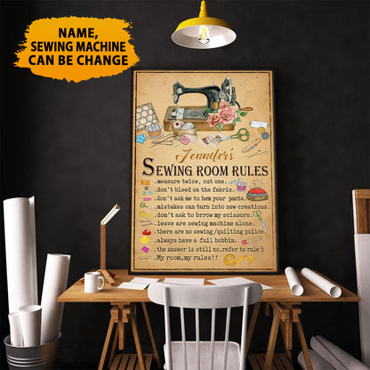 Sewing Room Rules Vintage  Personalized Vertical Poster 5