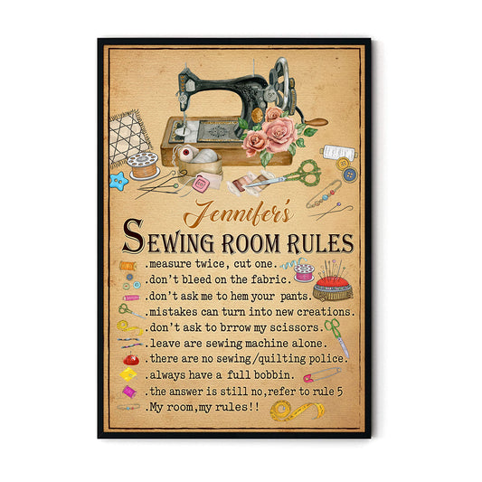Sewing Room Rules Vintage  Personalized Vertical Poster 5
