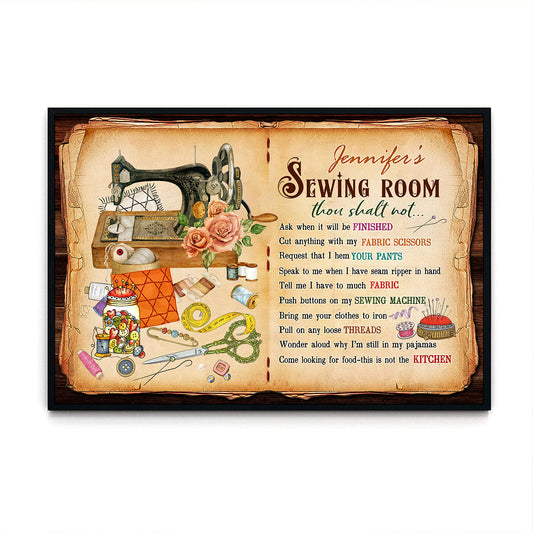 Sewing Room Rules Vintage Book Personalized Horizontal Poster 7