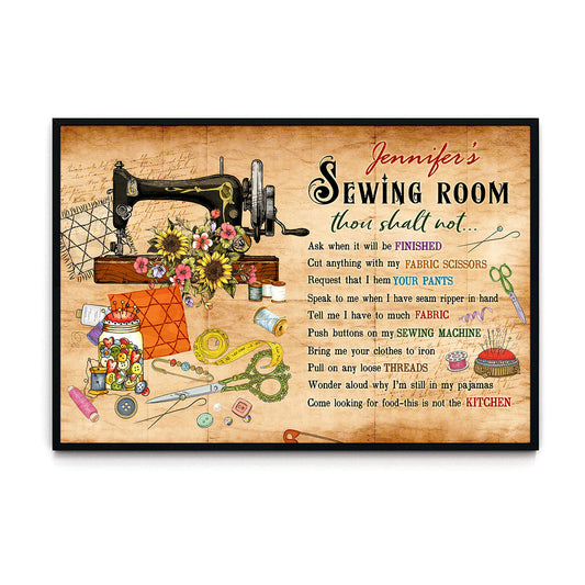 Sewing Room Rules Vintage Personalized Horizontal Poster 8