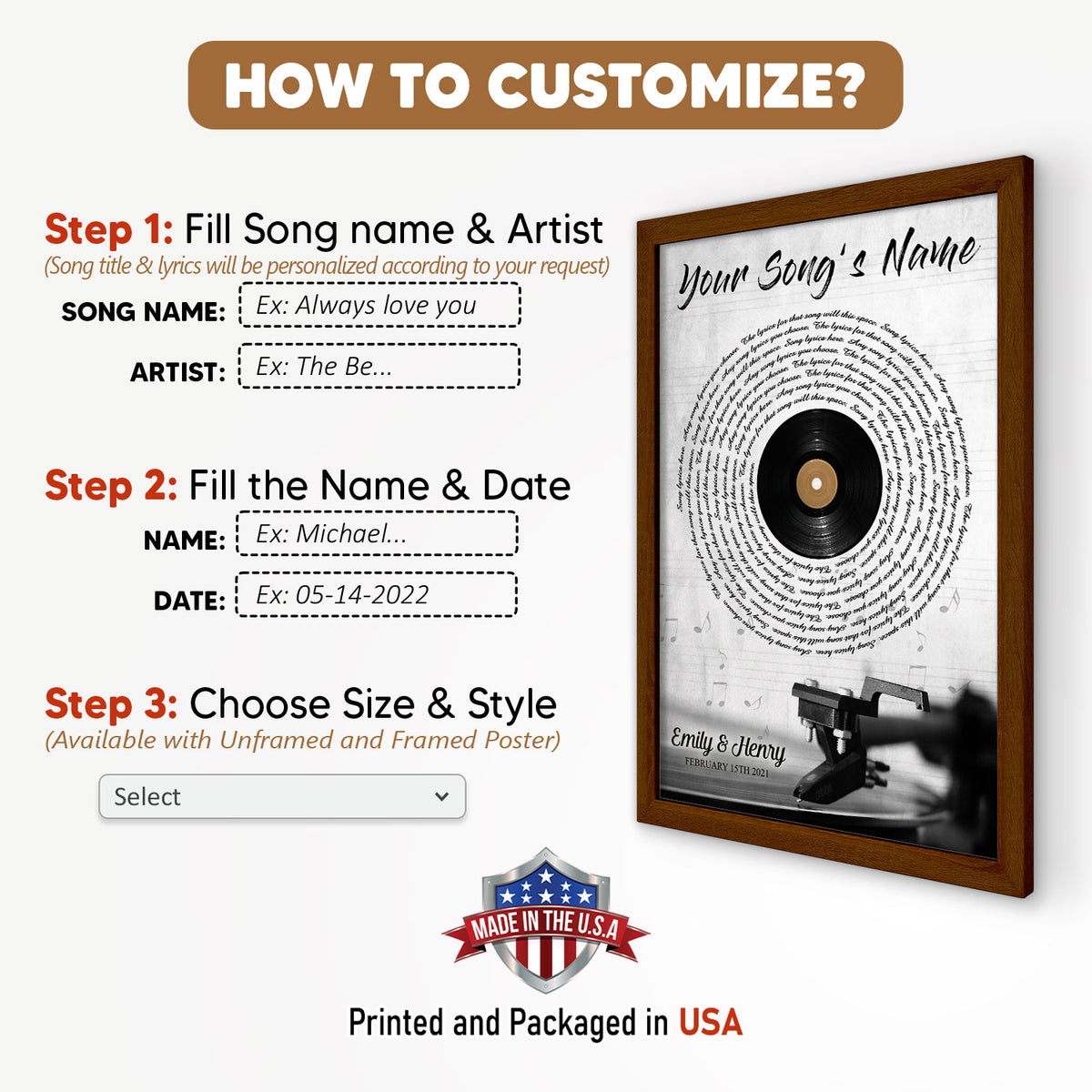 Personalized Song Lyrics Record Anniversary Vertical Poster