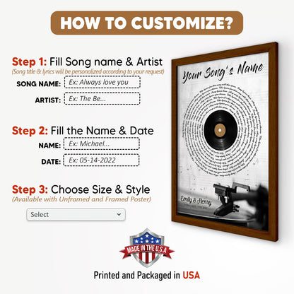 Personalized Song Lyrics Record Anniversary Vertical Poster