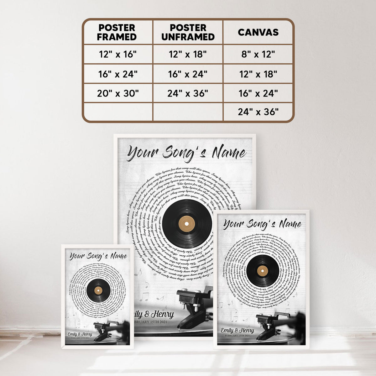 Personalized Song Lyrics Record Anniversary Vertical Poster