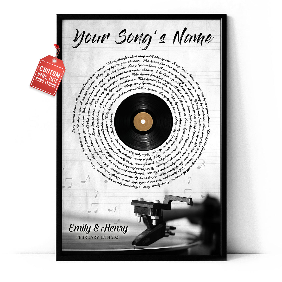 Personalized Song Lyrics Record Anniversary Vertical Poster