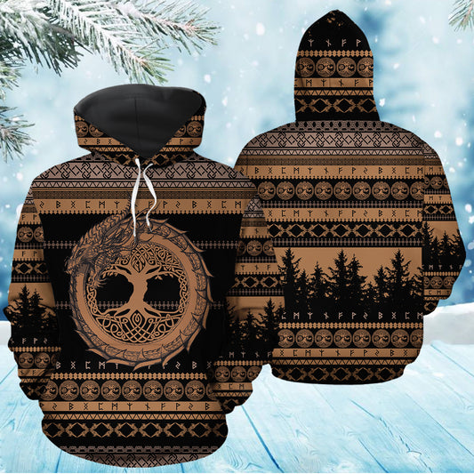 Jormungandr and Yggdrasil Viking T0712 unisex womens & mens, couples matching, friends, funny family sublimation 3D hoodie christmas holiday gifts (plus size available)