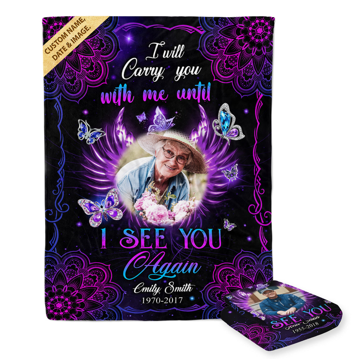I Will Carry You With Me Until I See You Again Memorial Fleece Blanket