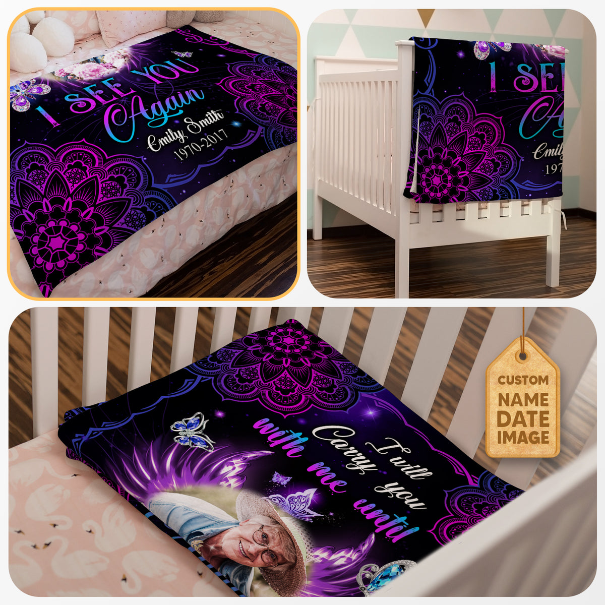 I Will Carry You With Me Until I See You Again Memorial Fleece Blanket