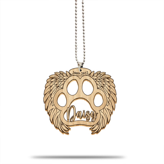 Personalized Dog Memorial 6 Wooden Car Ornament