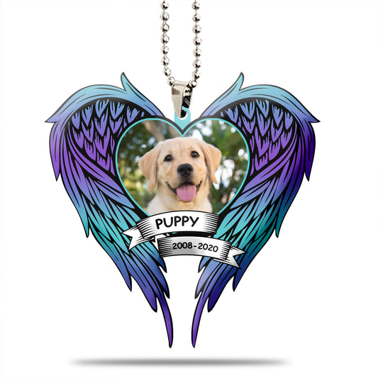 Personalized Dog Memorial 5 Wooden Car Ornament