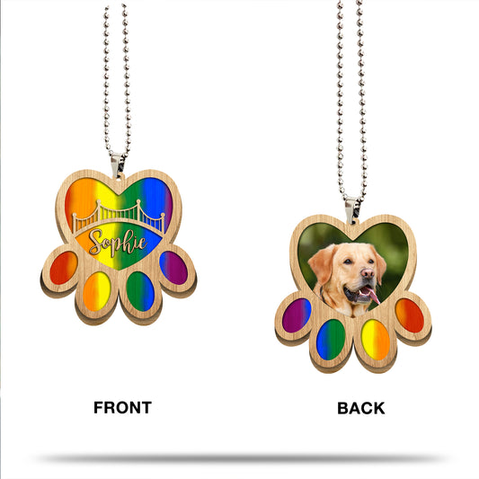 Personalized Dog Memorial 3 Wooden Car Ornament