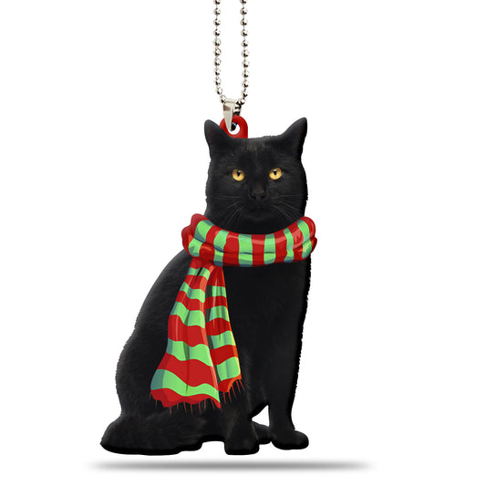 Black Cat Beauty Wooden Car Ornament