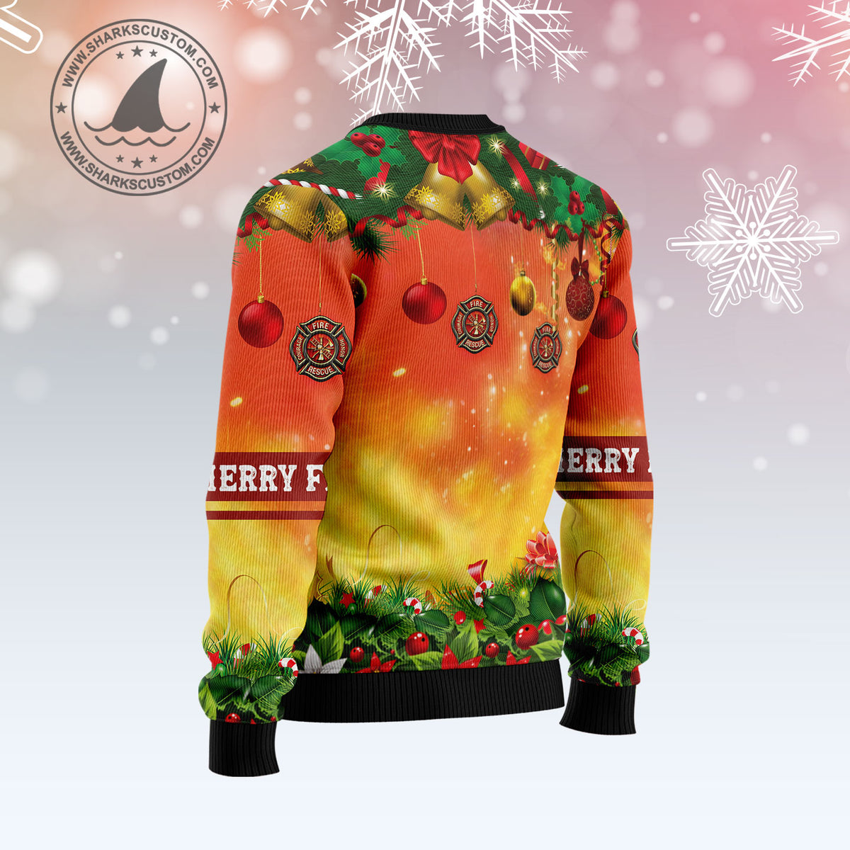 Merry Fire Mas Firefighter G51126 unisex womens & mens, couples matching, friends, funny family ugly christmas holiday sweater gifts (plus size available)